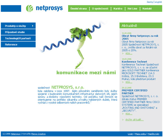 Webová prezentace společnosti NETPROSYS